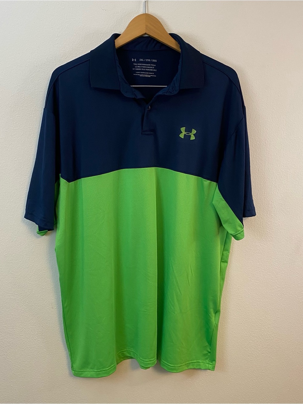 Under Armour Blue Green Polo Short Sleeve Top Mens 2XL